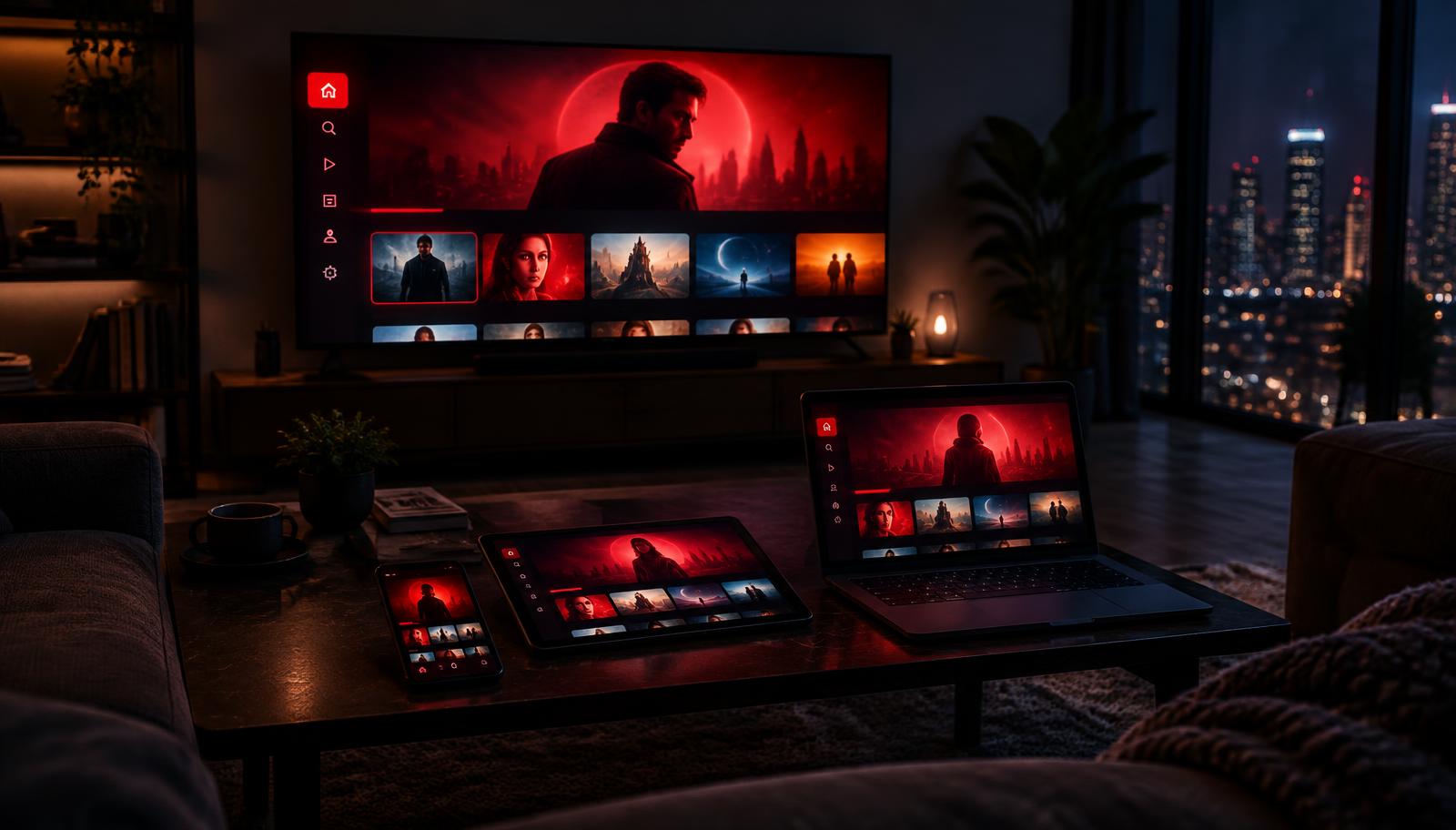 PLAY numa TV, portátil, tablet e telemóvel